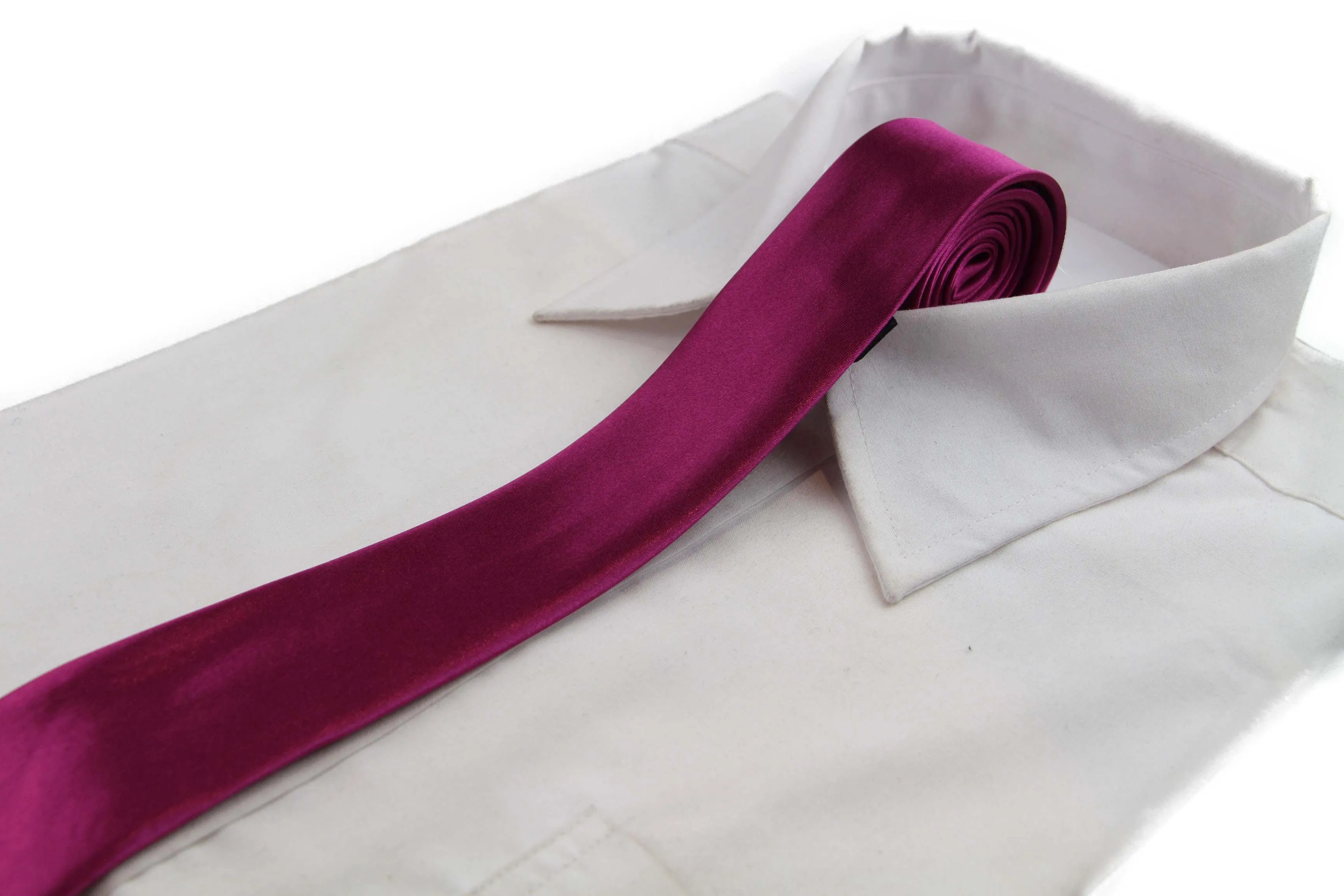 Mens Burgundy 5cm Skinny  Plain Neck Tie