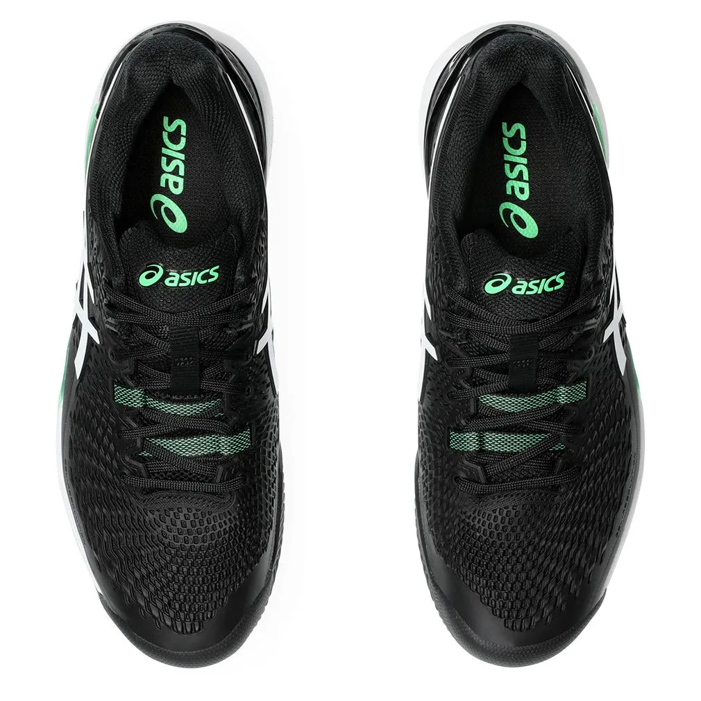 Mens Gel-Resolution 9 Clay Tennis Shoes Black and New Leaf