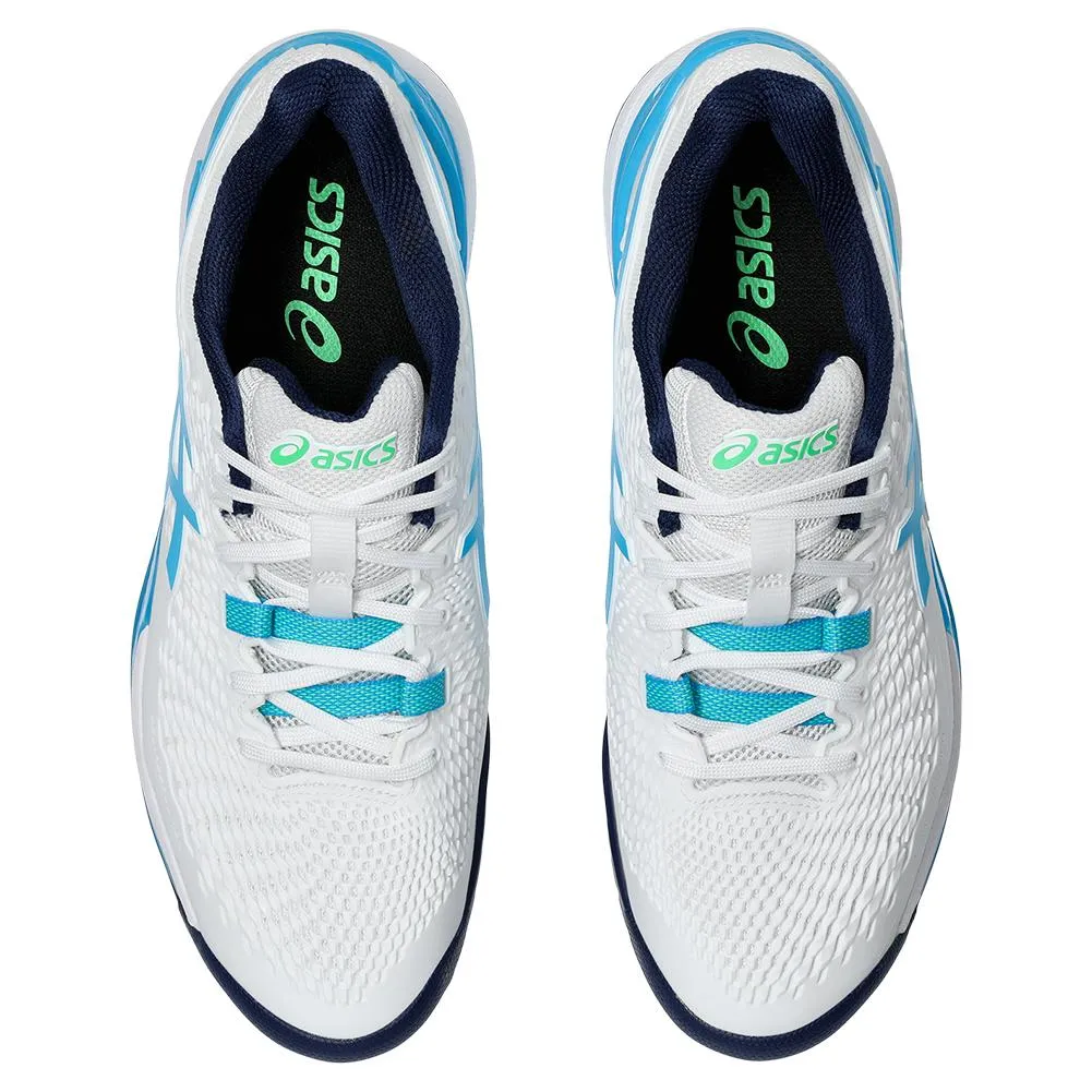 Mens Gel-Resolution 9 Tennis Shoes White and Digital Aqua