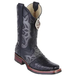 Men's King Exotic Caiman Belly Boots With Saddle Vamp Handmade Black #48118205