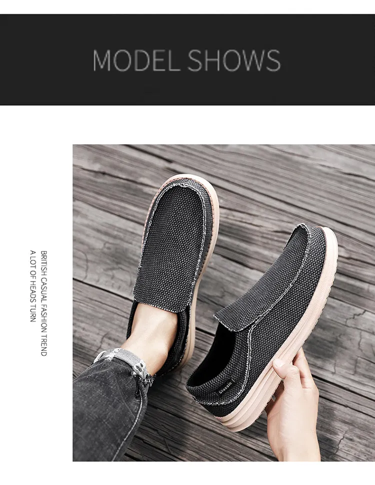 Men's walking casual shoes lightweight loafers Slip on boat canvas breathable