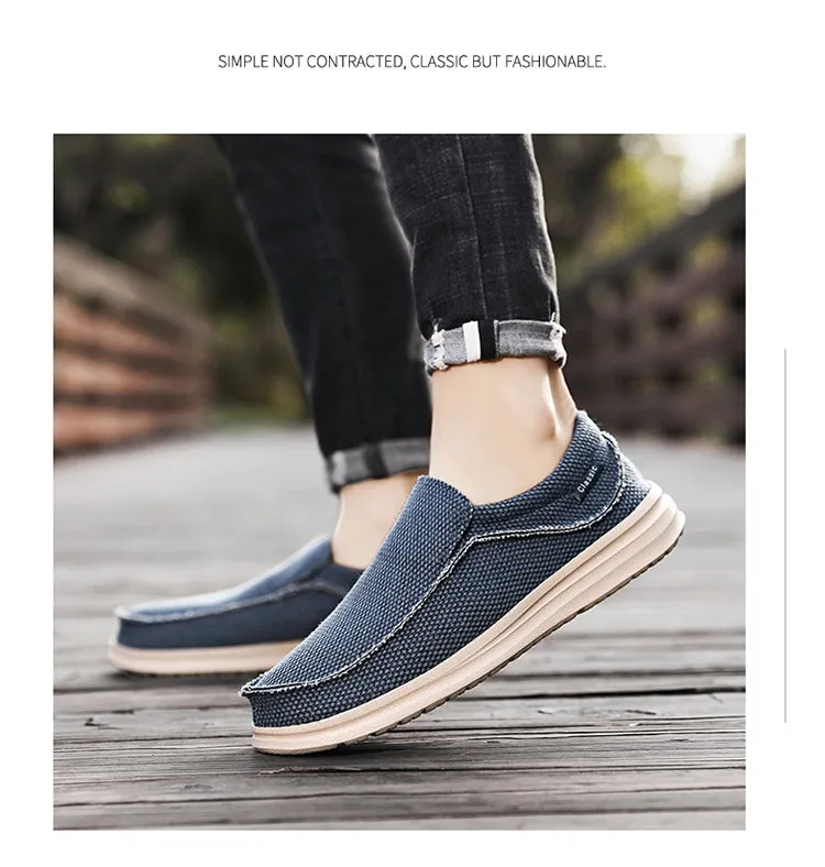 Men's walking casual shoes lightweight loafers Slip on boat canvas breathable