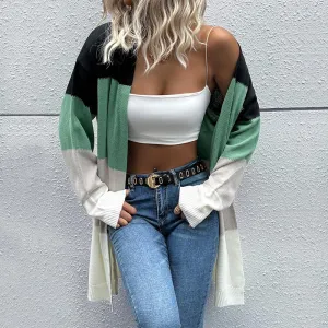 METAVERSMALL New New Autumn and Winter  2025 Fashion Women's Clothing Long Sleeve Color Matching Sweater Cardigan Jacket Women