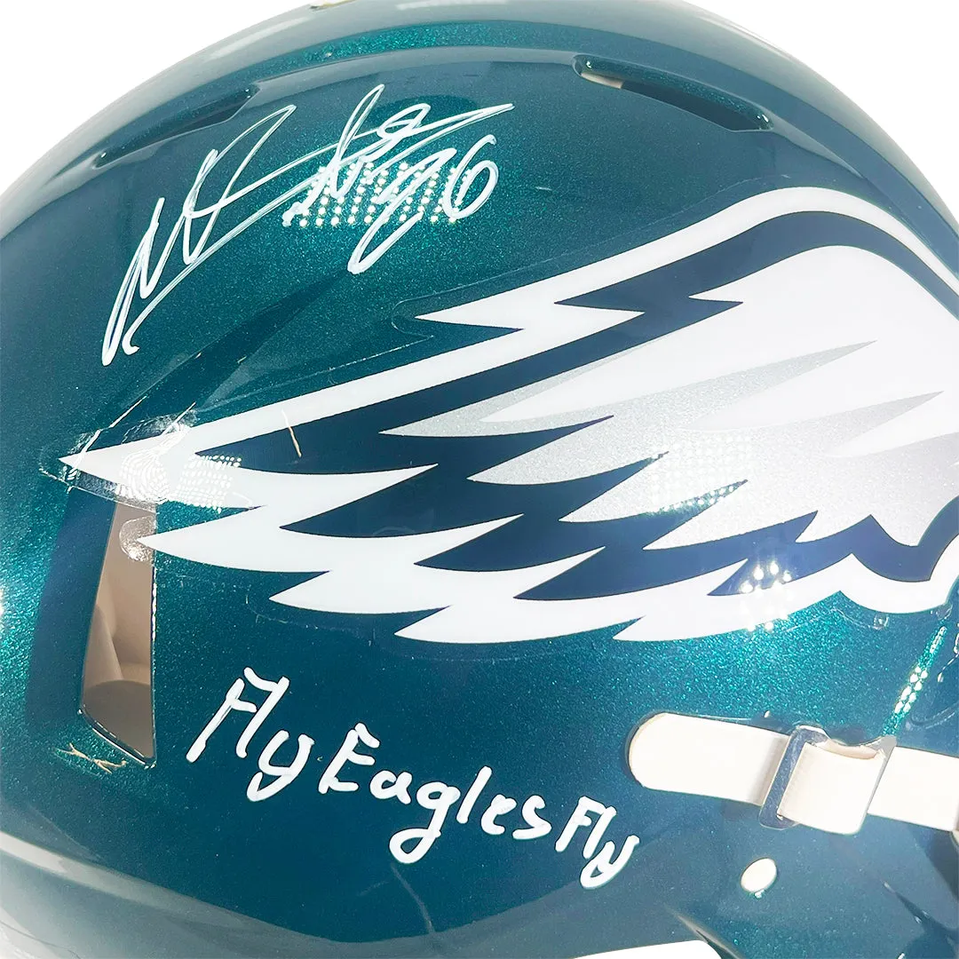 Miles Sanders Signed Fly Eagles Fly Inscription Philadelphia Eagles Authentic Speed Full-Size Football Helmet (JSA)