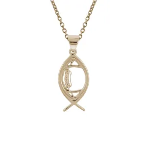 Mini Ichthys Football Necklace | Gold