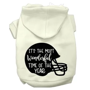 Most Wonderful Time Of The Year (football) Screen Print Dog Hoodie Cream S