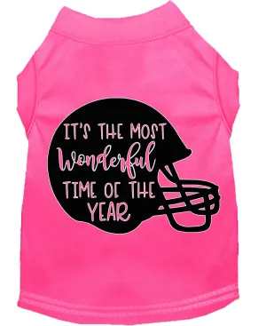 Most Wonderful Time Of The Year (football) Screen Print Dog Shirt Bright Pink Xxxl