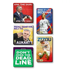 Mourinho, Sir Alex Ferguson, FPL, David Beckham, Zidane Football Fridge Magnets, 4mm Thick, Glossy Finish, Set of 5, Gift for Sports Fans (Combo of 5)