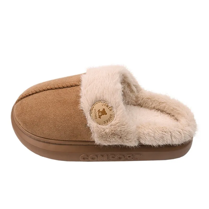 New Plush Slippers For Women Men Winter Warm Home Slipper Indoor Thick-soled Fleece Shoes