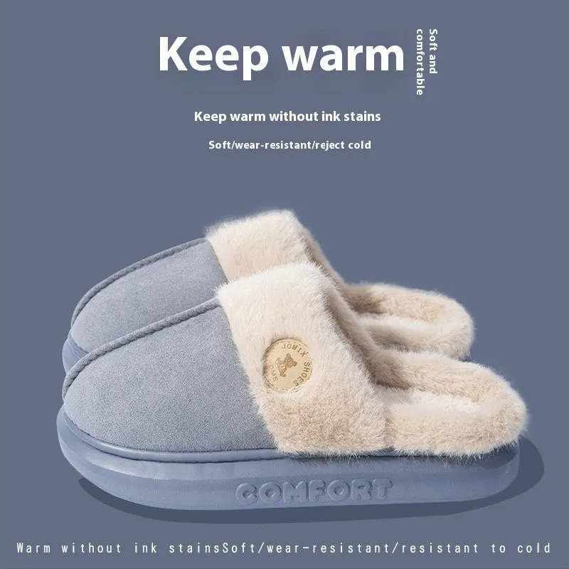 New Plush Slippers For Women Men Winter Warm Home Slipper Indoor Thick-soled Fleece Shoes