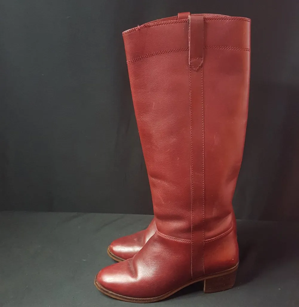 Nine West Brick Red Riding Boots Size 5