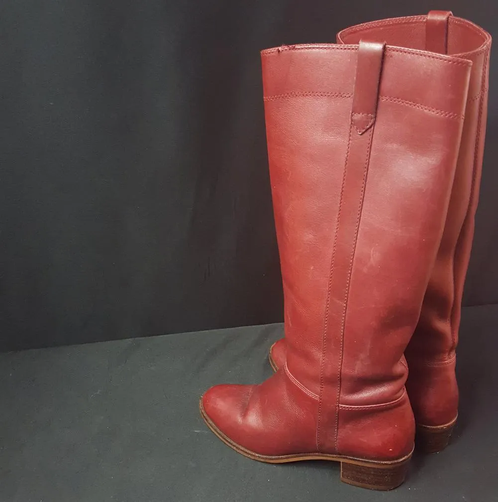 Nine West Brick Red Riding Boots Size 5