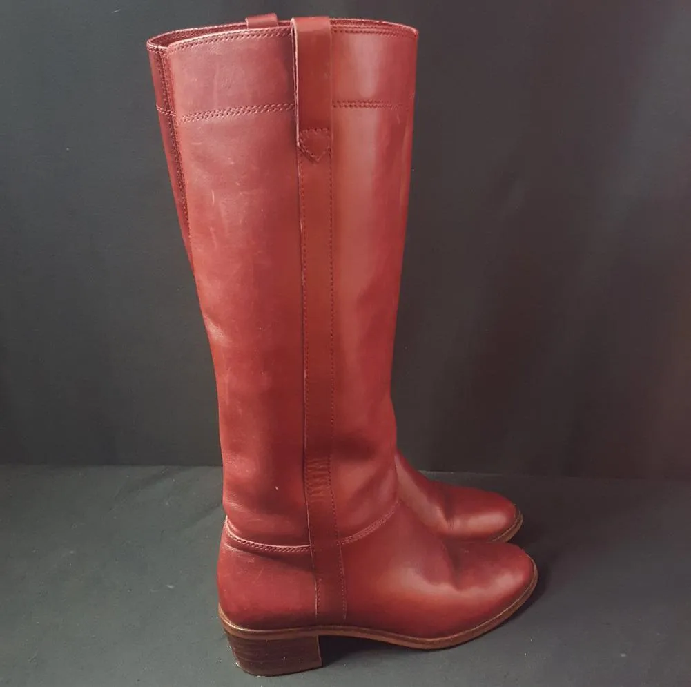 Nine West Brick Red Riding Boots Size 5