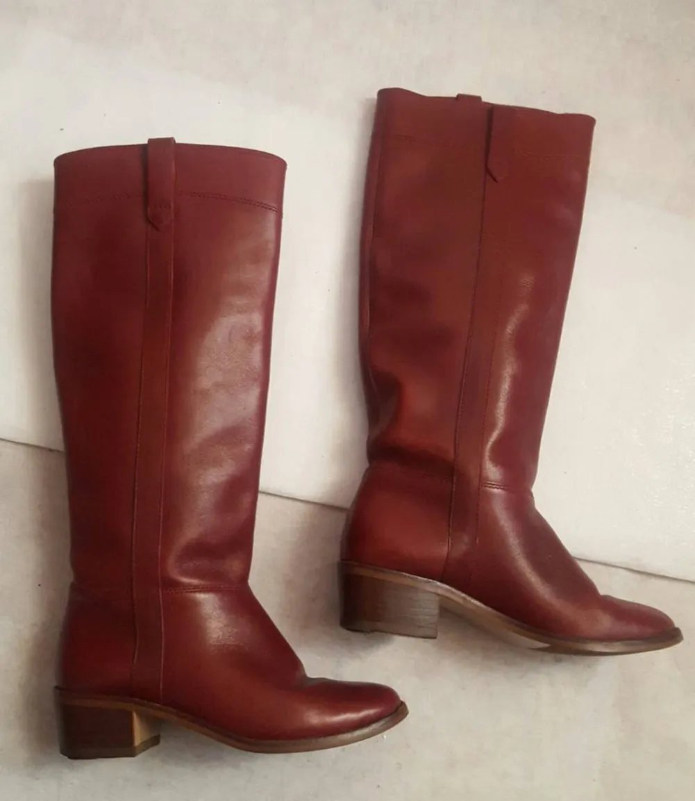 Nine West Brick Red Riding Boots Size 5