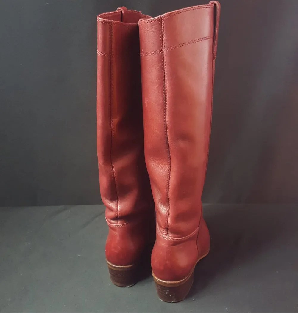 Nine West Brick Red Riding Boots Size 5