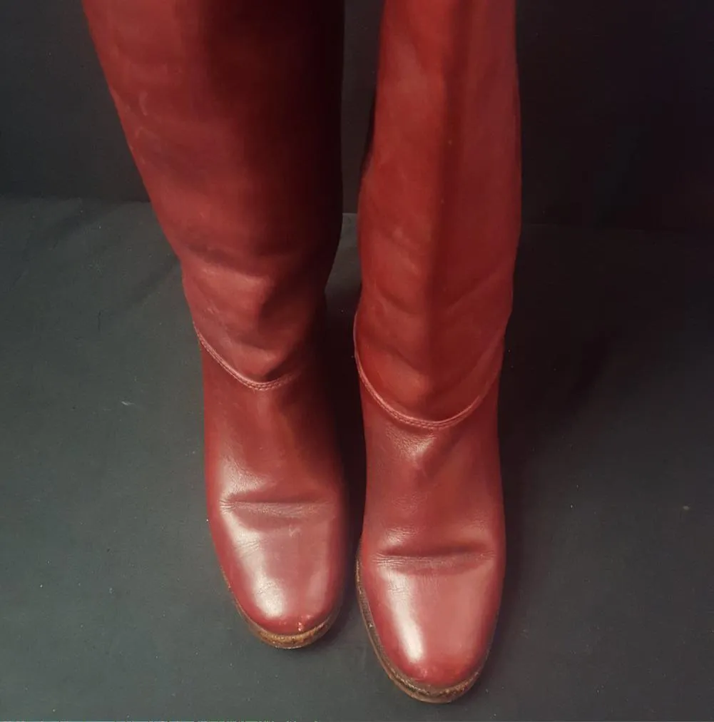 Nine West Brick Red Riding Boots Size 5