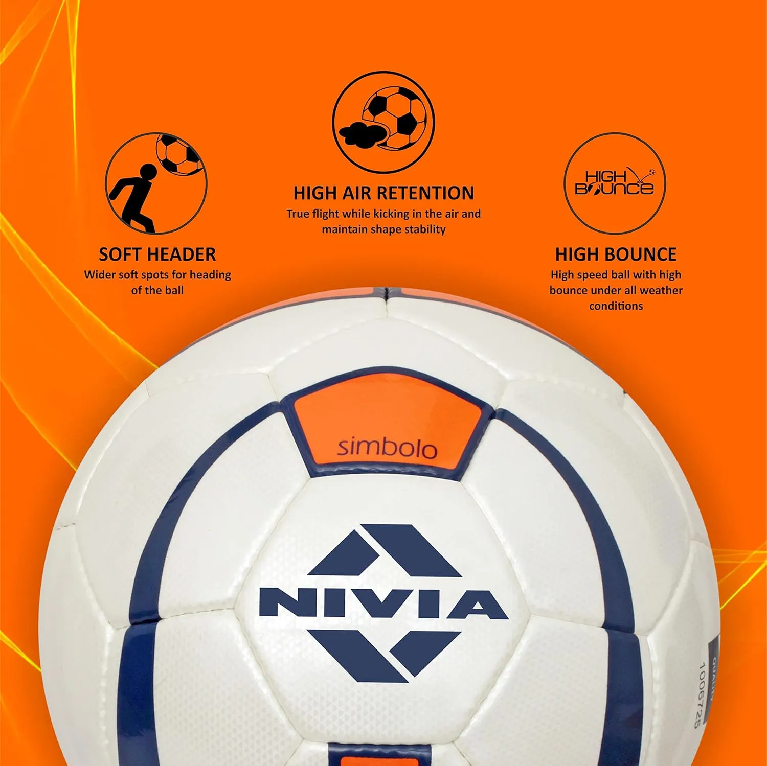 Nivia Simbolo Football/PU Stitched Construction/ 32 Panel/Suitable for Hard Ground with Grass/International Match Ball/Size - 5 (Multicolour)