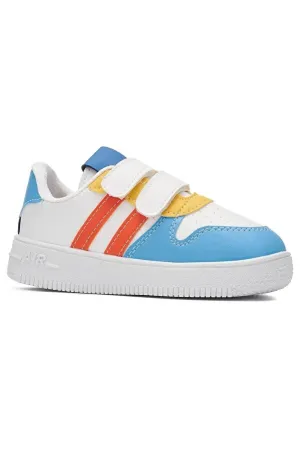 Nstil Boy's White Blue Orange Sports Shoes