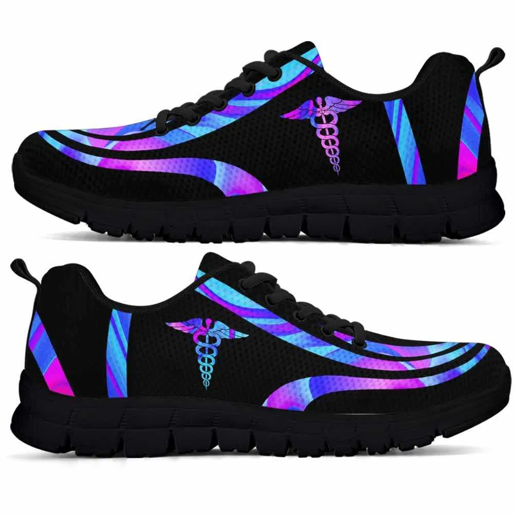 Nurse Sneaker, Nurse Sneakers Gym Running Shoes, Gift For Women And Men, Blue Purple Line Wave Shoes, Best Shoes For Nurses