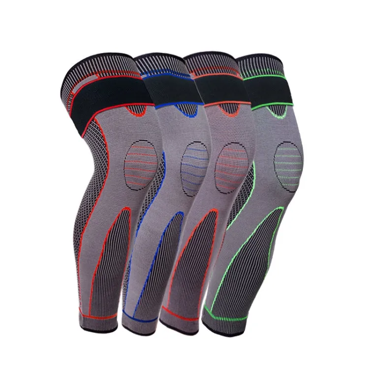 Nylon Knitted Riding Sports Extended Knee Pads, Size: L(Blue Pressurized)