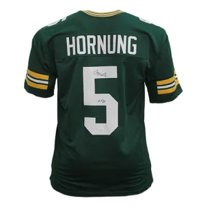 Paul Hornung Autographed Pro Style Football Jersey Green (JSA) HOF Inscription