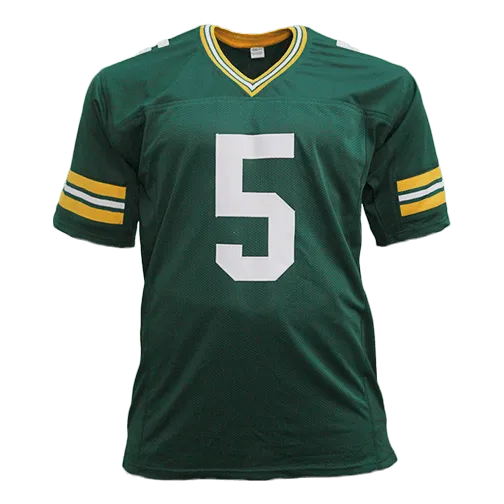 Paul Hornung Autographed Pro Style Football Jersey Green (JSA) HOF Inscription