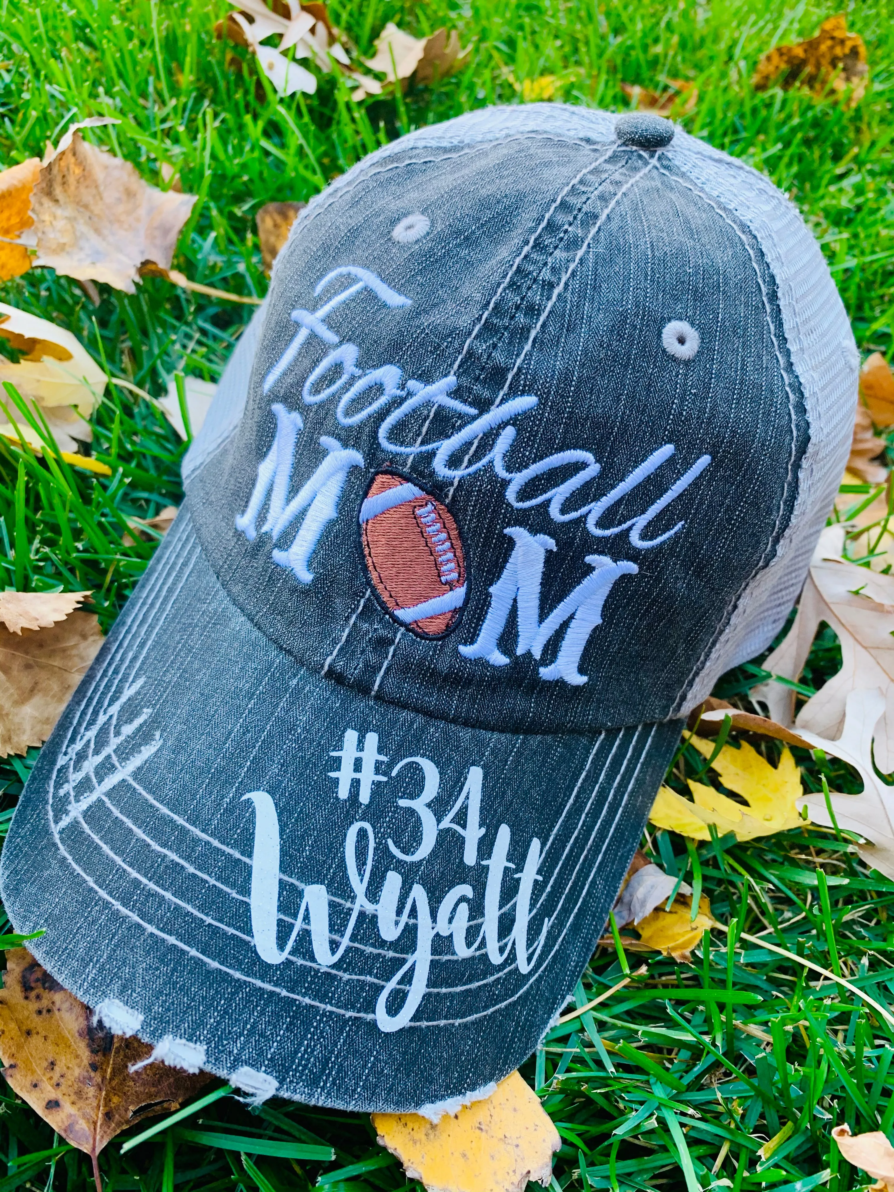 Personalized football hats FOOTBALL Mom hats Embroidered trucker caps Assorted styles