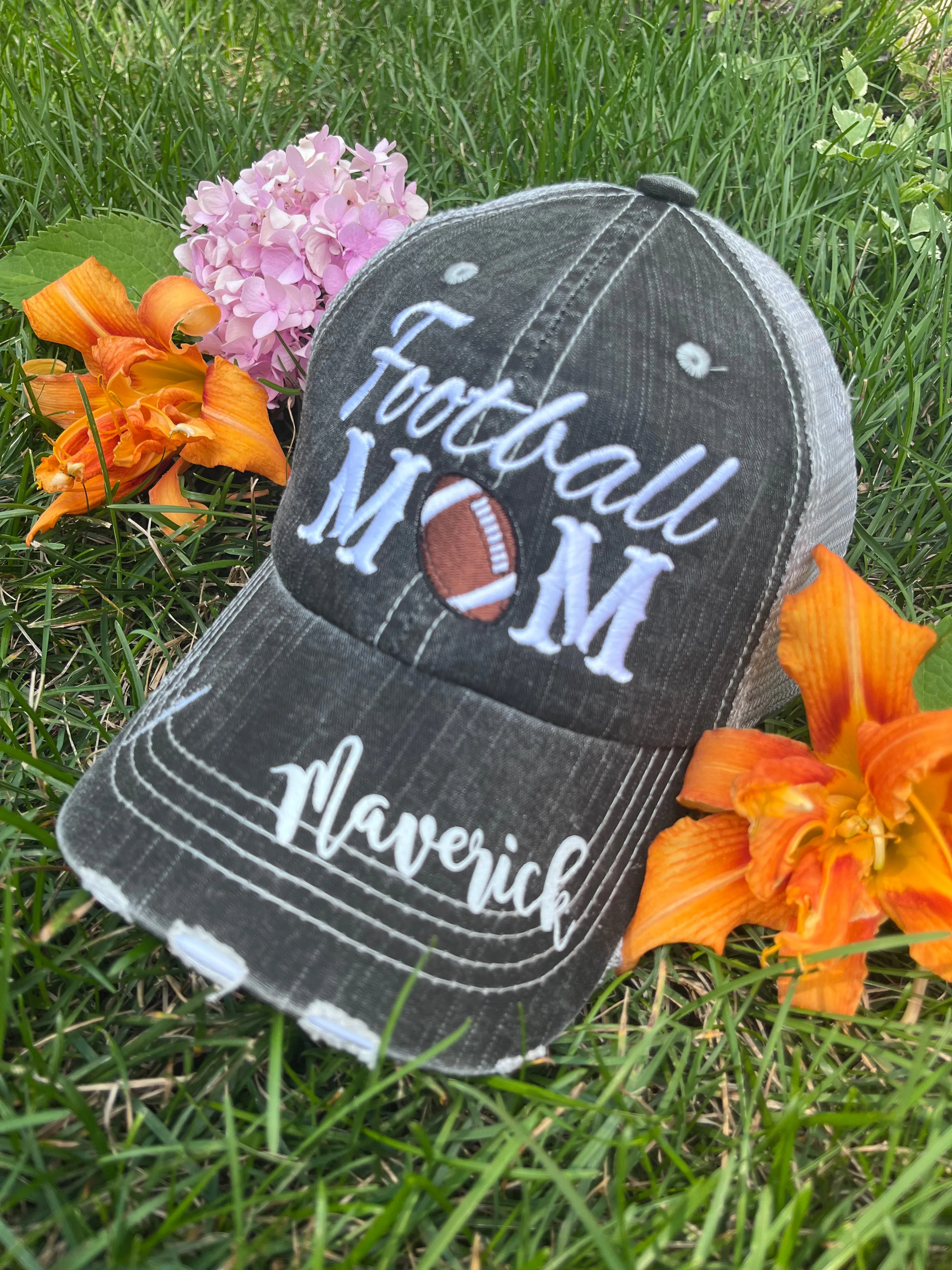 Personalized football hats FOOTBALL Mom hats Embroidered trucker caps Assorted styles