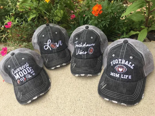 Personalized football hats FOOTBALL Mom hats Embroidered trucker caps Assorted styles