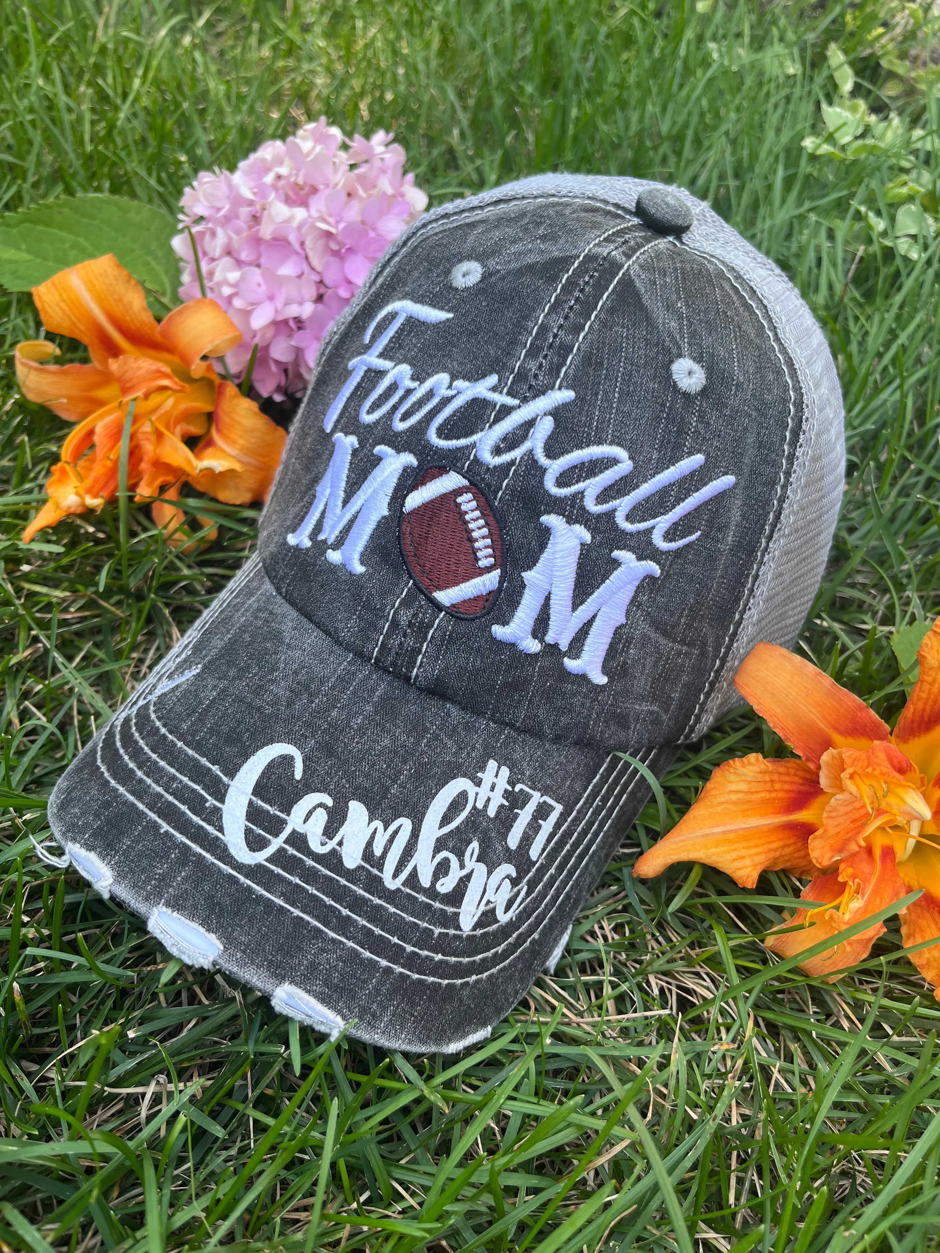 Personalized football hats FOOTBALL Mom hats Embroidered trucker caps Assorted styles