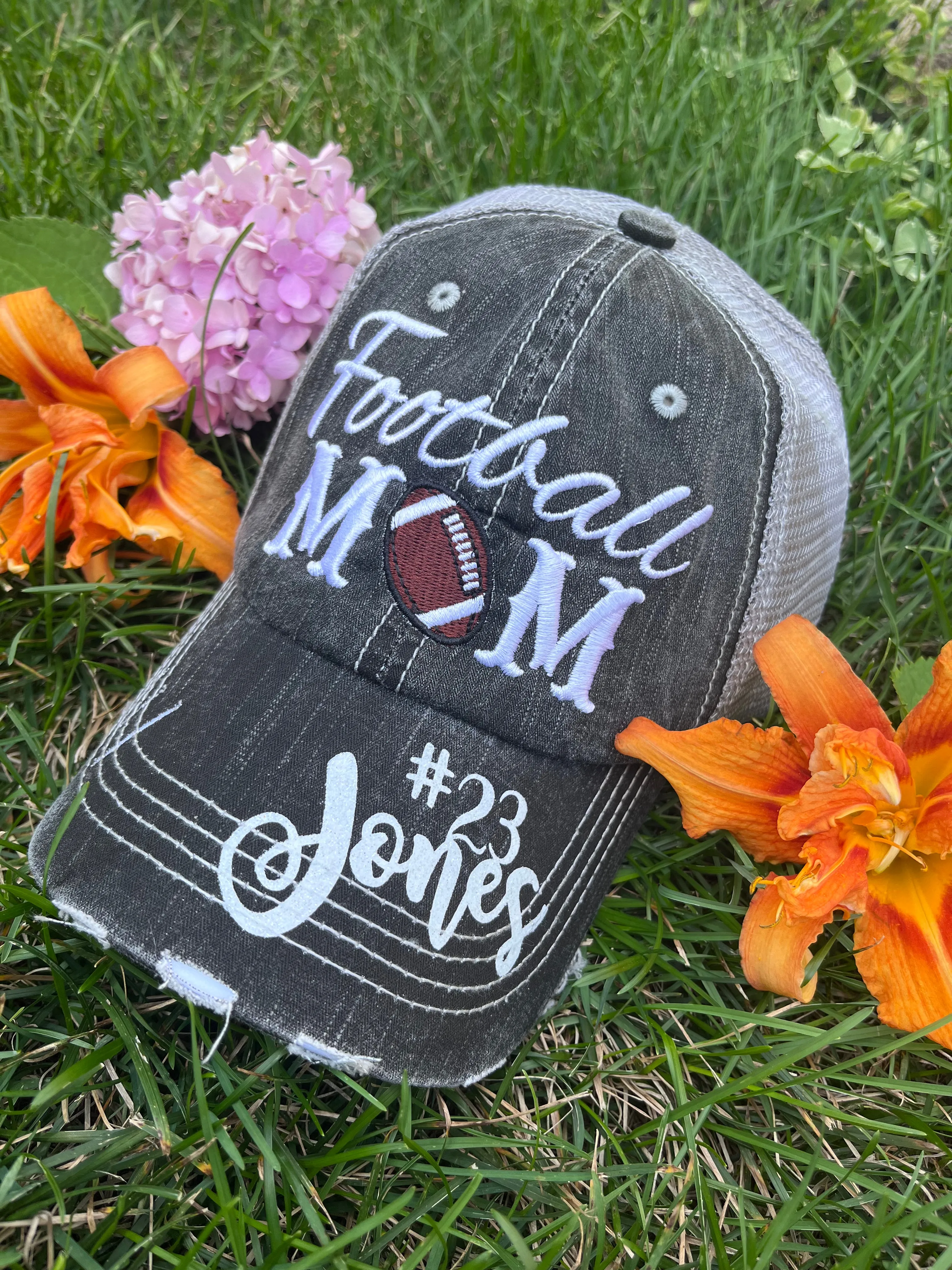 Personalized football hats FOOTBALL Mom hats Embroidered trucker caps Assorted styles