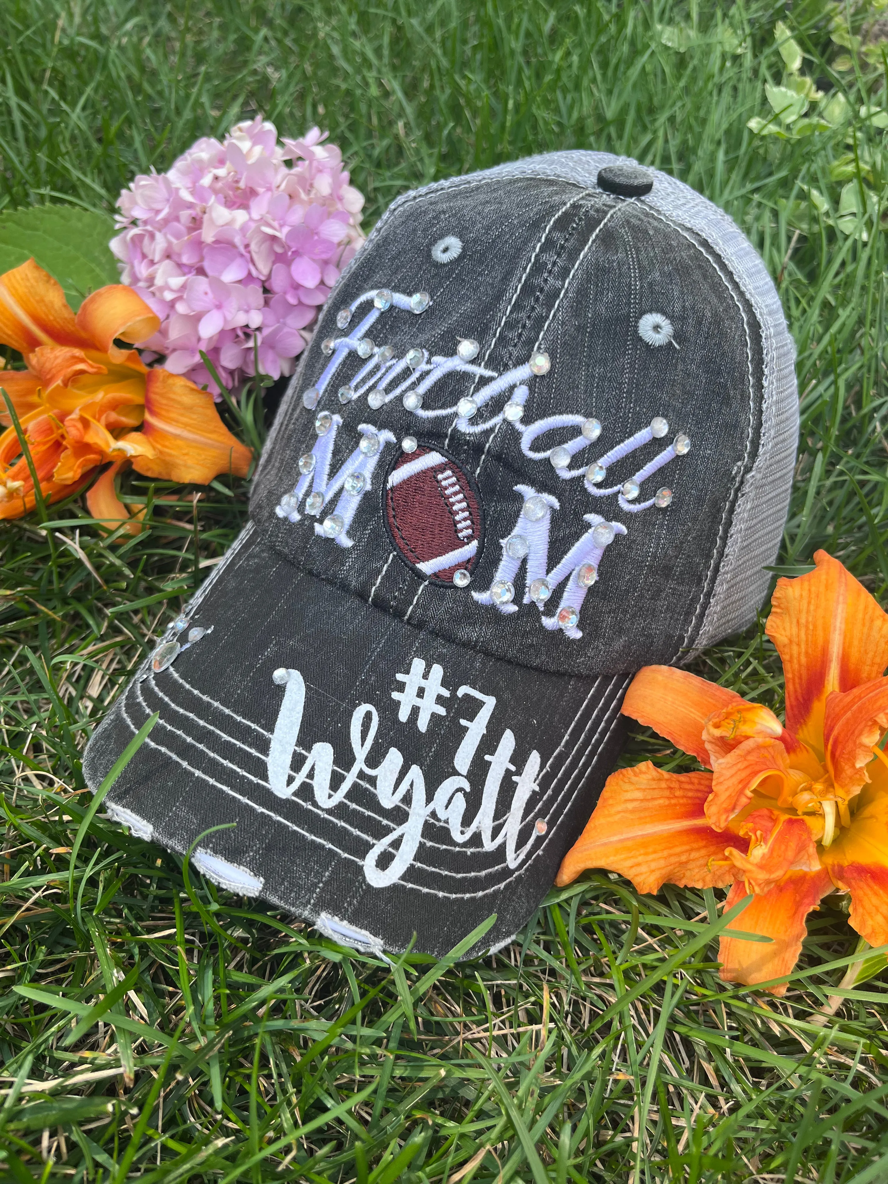 Personalized football hats FOOTBALL Mom hats Embroidered trucker caps Assorted styles