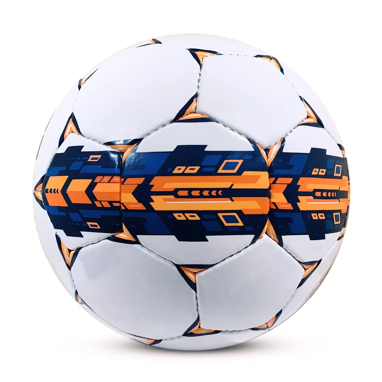 Prokick Pro Shot Hand Stitched 32 Panel PU Football, Size 5 (White/Navy/Orange)