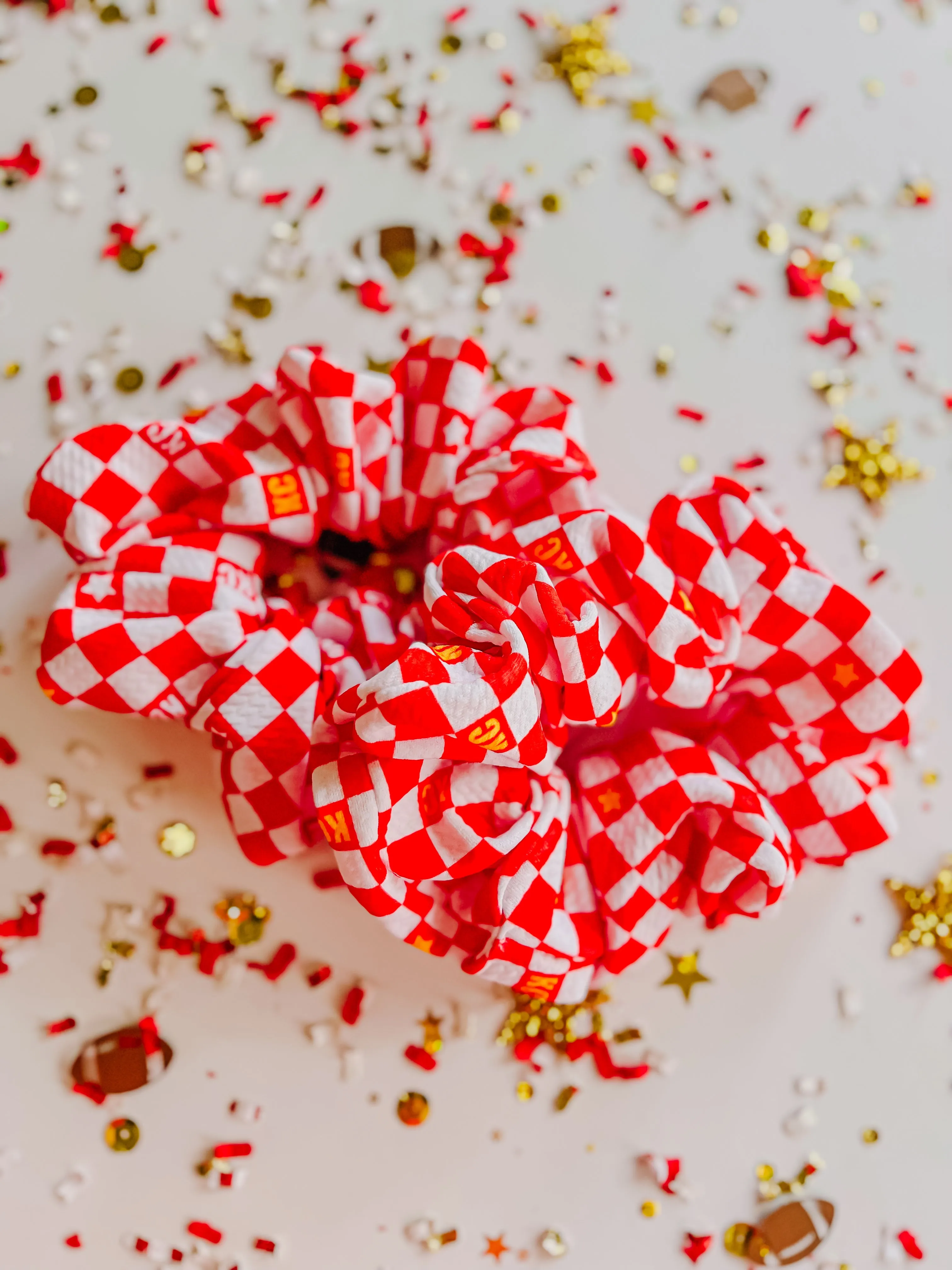 Red KC checkered Oversized Scrunchy