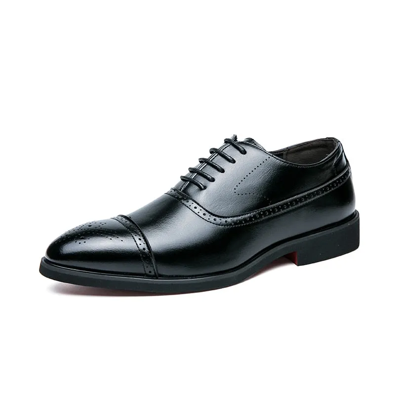 Retro Carved Lace-Up Leather Oxford Shoes