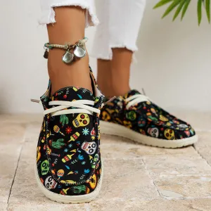 sealbeer - Black Casual Patchwork Printing Round Comfortable Shoes