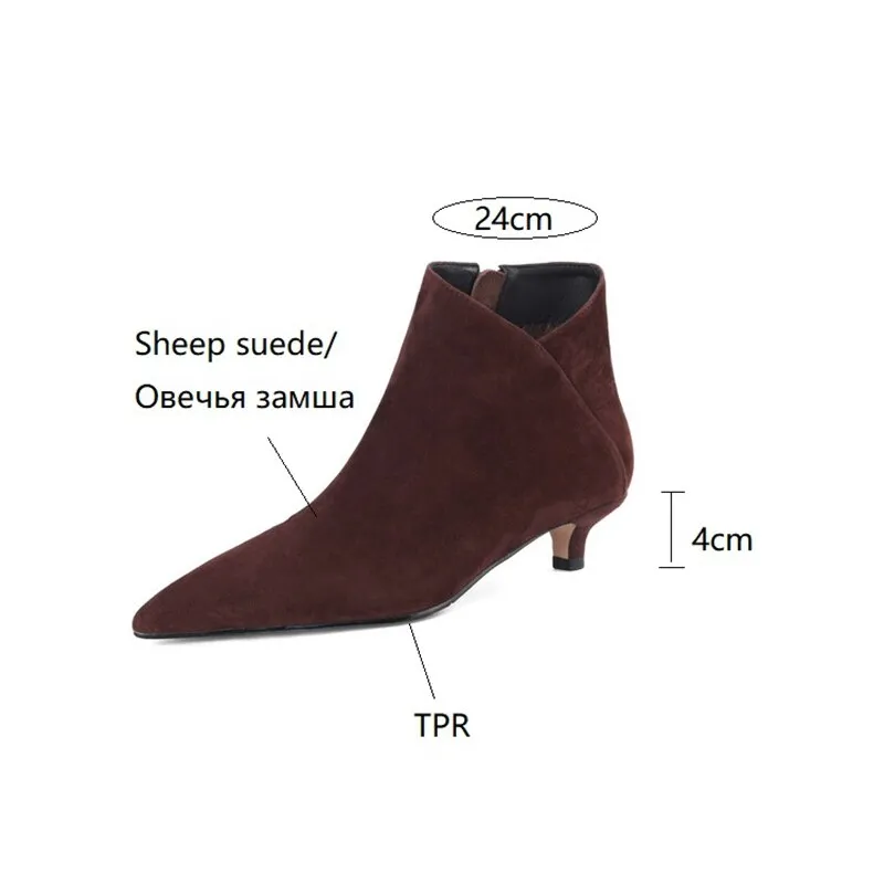 sealbeer  fashion inspo    NEW Autumn Women Ankle Boots Sheep Suede Shoes Pointed Toe High Heel Shoes Women Concise Thin Heel Boots for Woman botines mujer