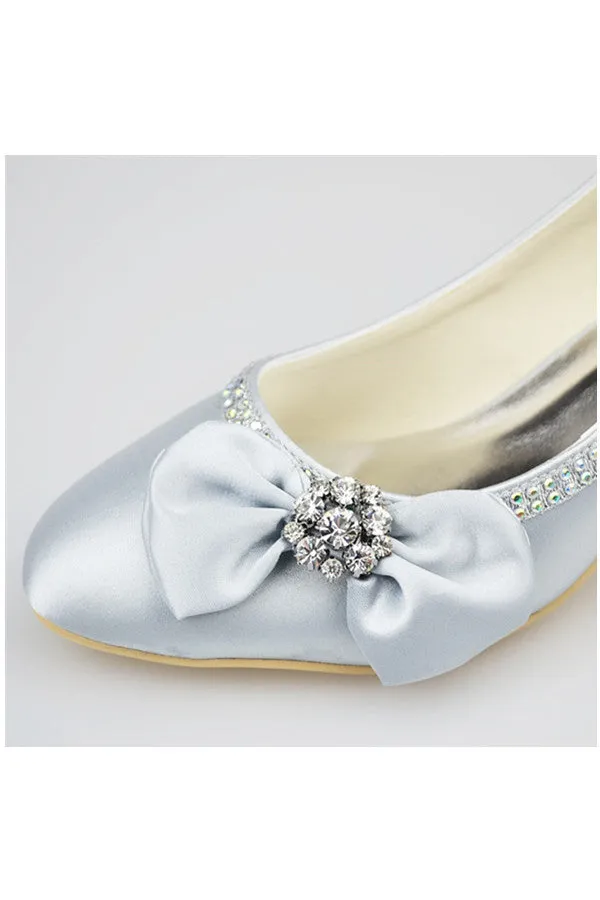 Silver Low Heel Beaded Handmade Simple High Quality Prom Shoes S122