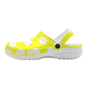 Snooty Fox Art Crocs Clogs - Yellow with White Polka Dots