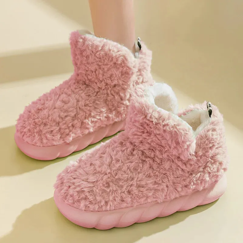 Sohiwoo Cotton slippers for women's autumn and winter home use, new indoor plush bags with warm heels for external wear