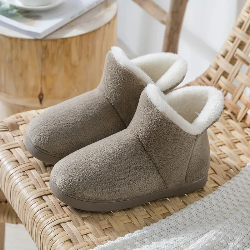 Sohiwoo Women Winter Slippers Warm Plush Slip-on Couples Home Floor Shoes Anti-slip Comfortable Flats Female Soft Faux Fur Boots