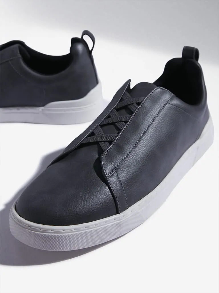 SOLEPLAY Dark Grey Criss-Cross Design Slip-On Shoes