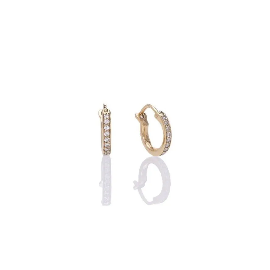 Solid Gold Diamond Huggie Hoops