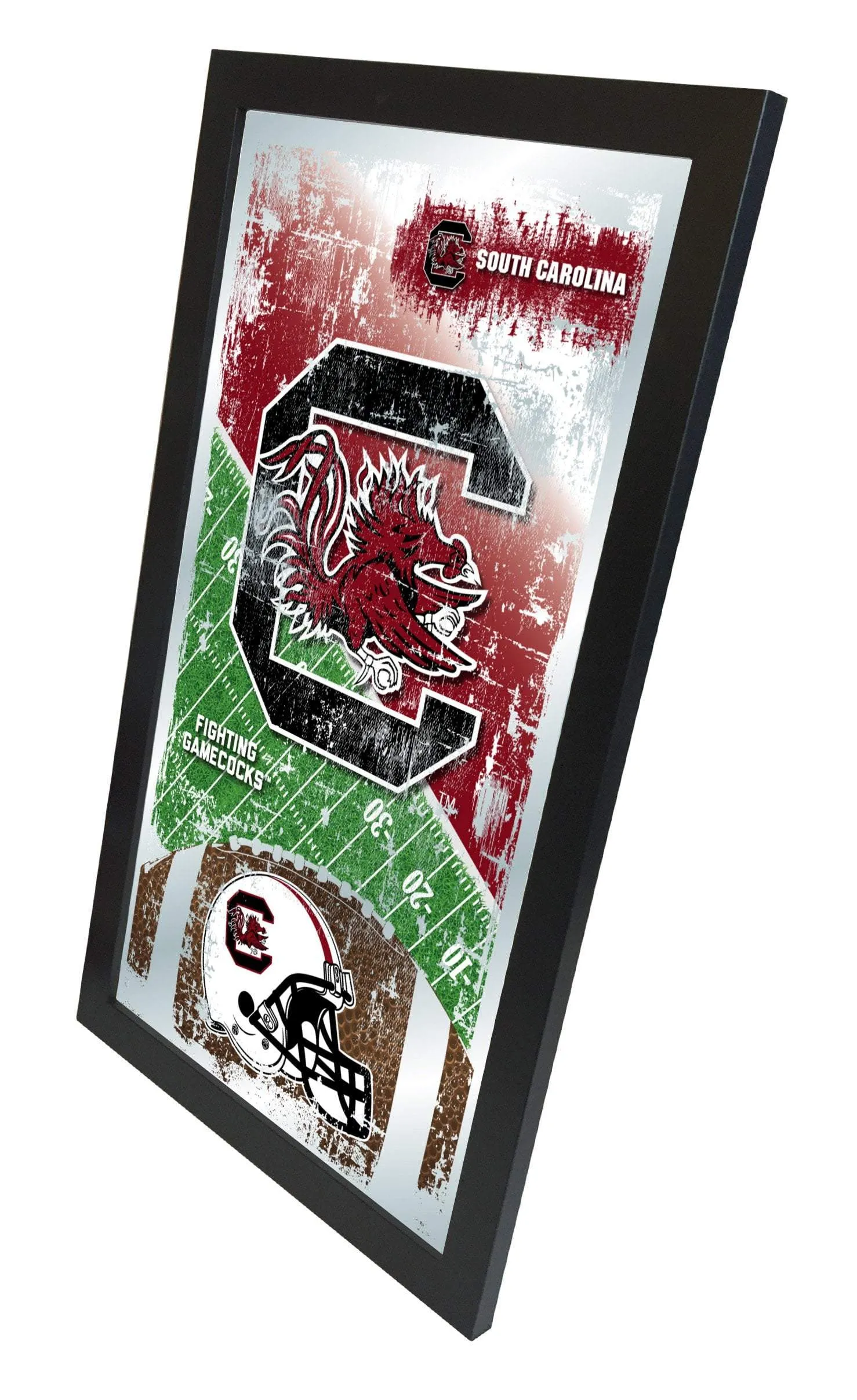 South Carolina Gamecocks HBS Football Framed Hanging Glass Wall Mirror (26"x15")