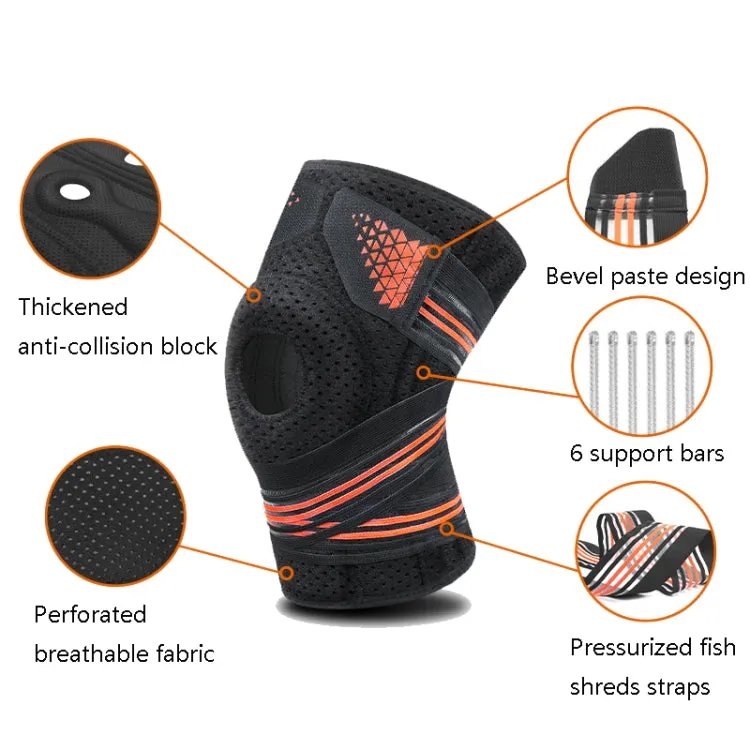 Sports Spring Supported Knee Brace Compression Protection Patella Riding Protective Gear, One Size(Black / Fluorescent Green)