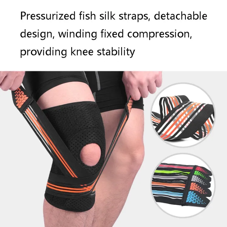 Sports Spring Supported Knee Brace Compression Protection Patella Riding Protective Gear, One Size(Black / Fluorescent Green)