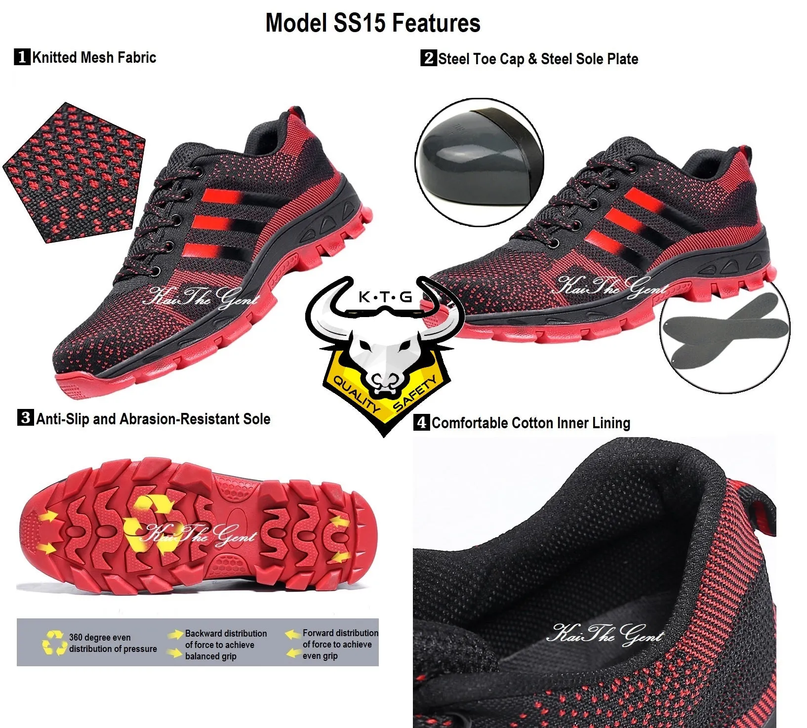 Steel Toe Sports Safety Shoes - Model SS15 (Option 4)