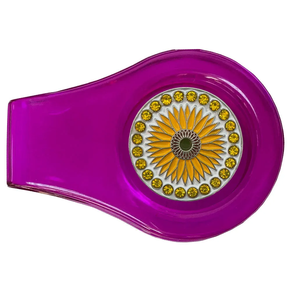 Sunflower Golf Ball Marker With Colored Clip