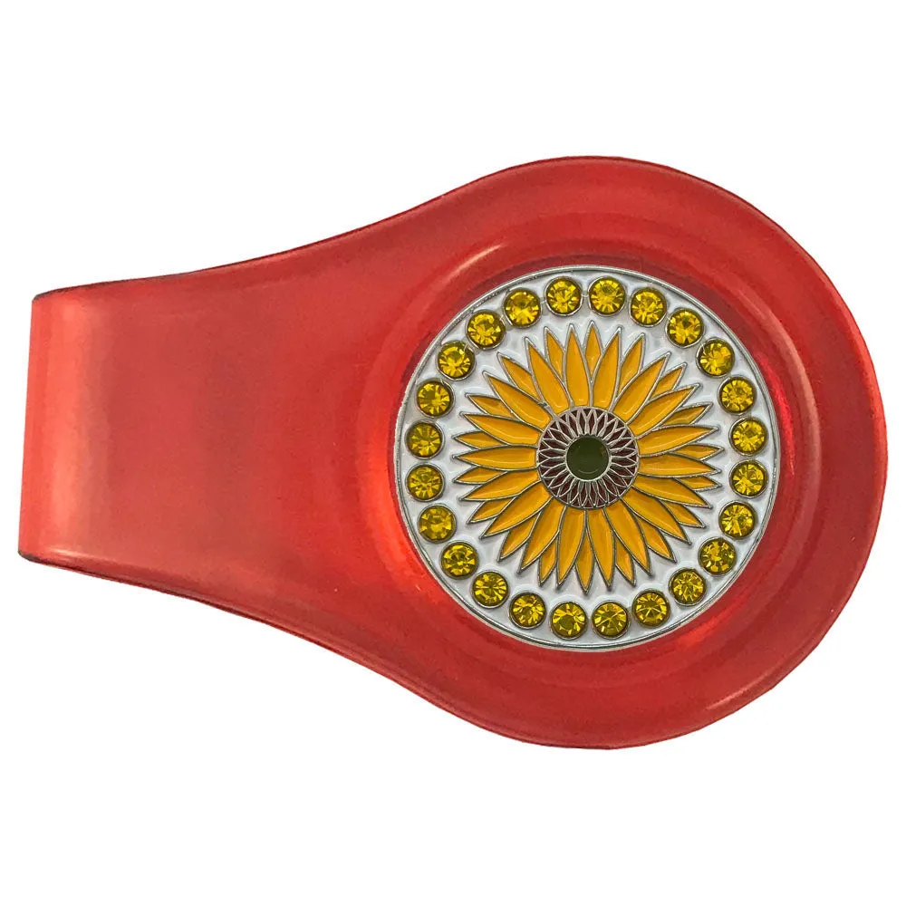 Sunflower Golf Ball Marker With Colored Clip