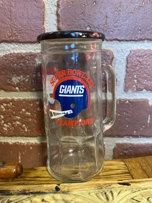 Super Bowl XXI Champions Giants, Fisher Peanuts Football Beer Glass with Lid